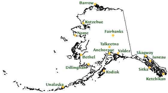 Outline map of Alaska